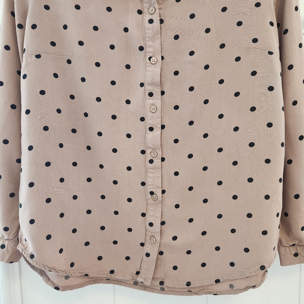 Divided by H&M Mauve & Black Polka Dot Blouse Size 4 - Picture 4 of 7